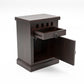 Solid Sheesham Wood Bedside Table with Drawer & Storage Cabinet