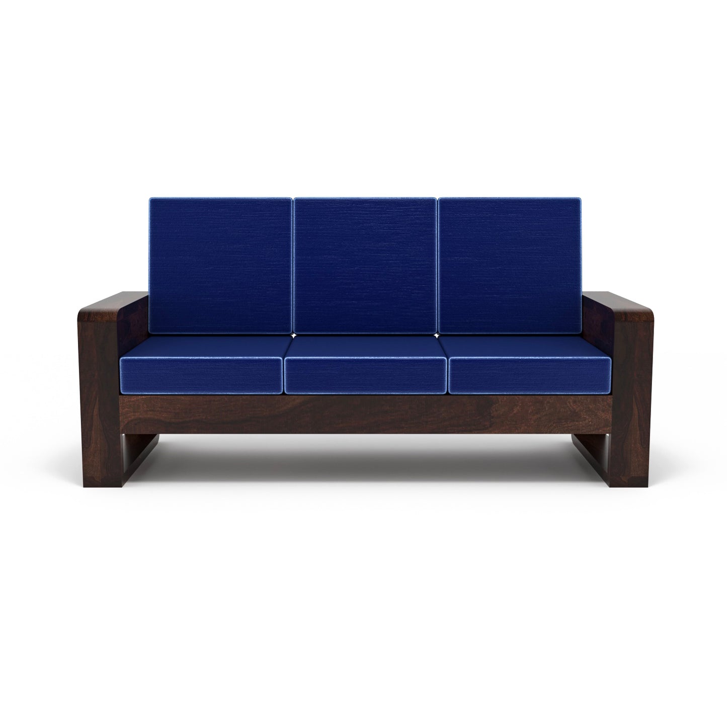 Solid Wood 5 Seater Sofa Set (3+1+1) | Natural & Walnut Finish Wooden Sofa with Cushions