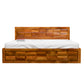 Solid Wood Queen Size Bed with Geometric Panel Headboard
