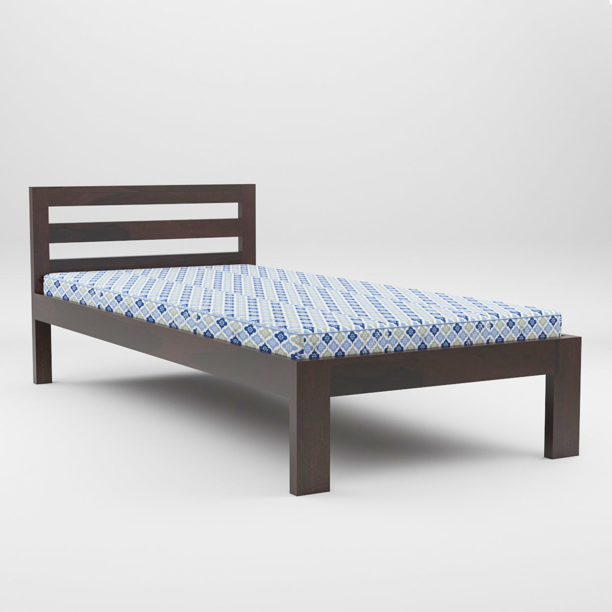 Solid Wood Single Bed with Minimal Slat Headboard