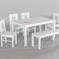 Handcrafted Solid Wood 6 Seater Dining Table Set in White Finish