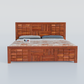 Solid Sheesham Wood Storage Bed with Designer Headboard