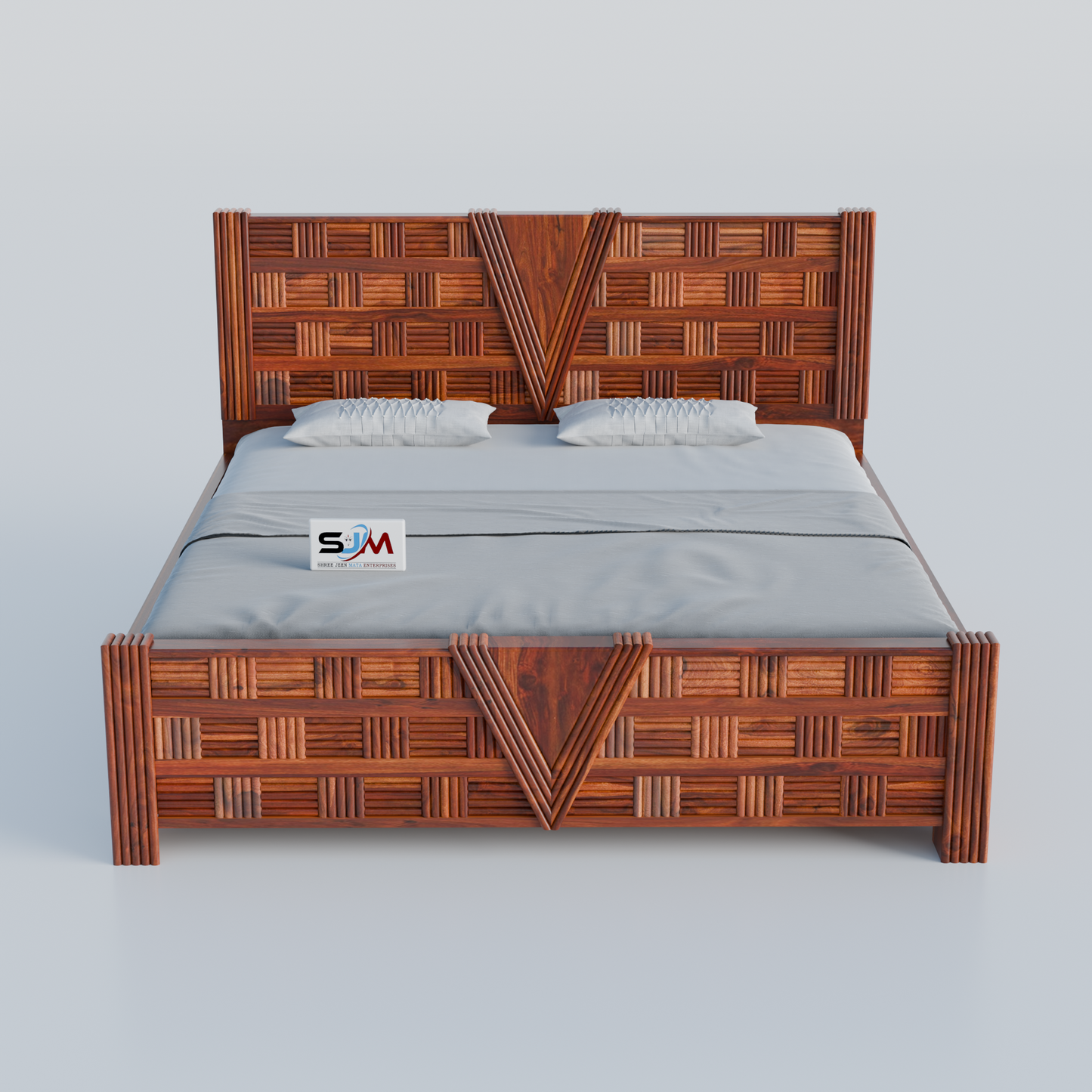 Premium Wooden Storage Bed with Designer Headboard