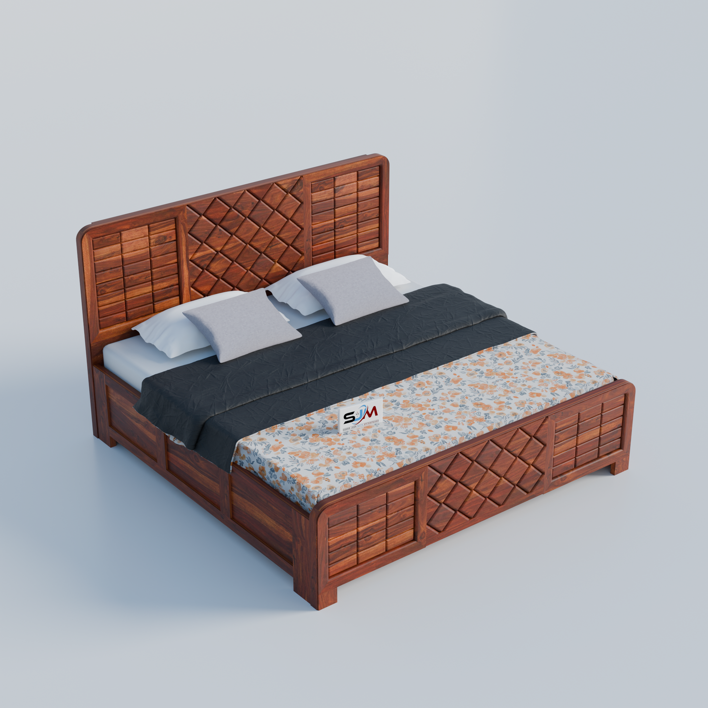 Premium Solid Wood King Size Storage Bed for Bedroom