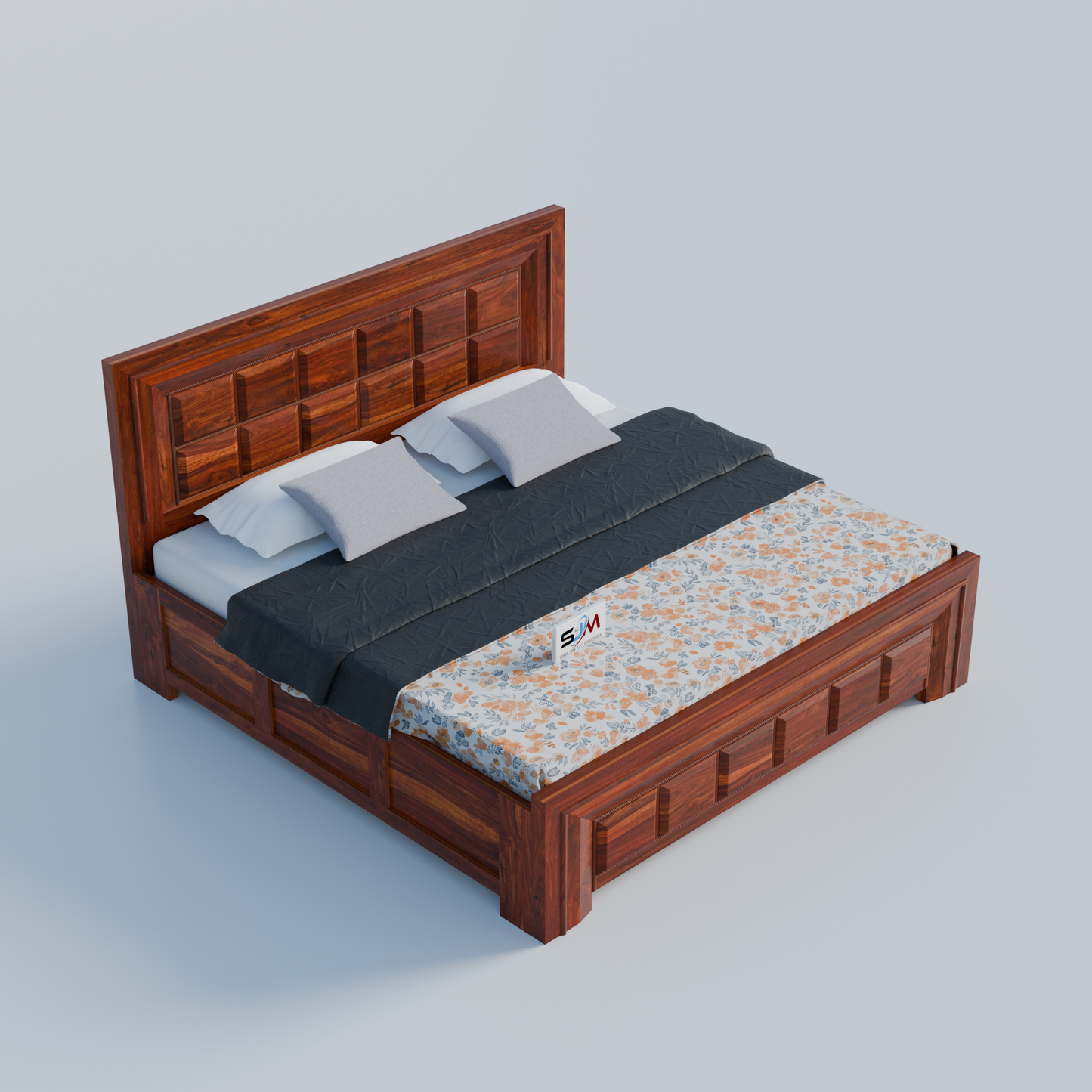 Sheesham Wood King Size Storage Bed for bedroom