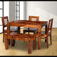 Jeenwood Wooden Solid Sheesham Wood Dining Table 4 Seater | Dining Table Set with 3 Chairs & 1 Bench | Home Dining Room Furniture Teak Wood Dining Table 4 Seater - Honey Finish