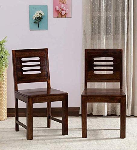 Jeenwood Wooden Dining Chair Only | Dinning Chairs for Kitchen & Dining Room| Dining Chair Without Cushion | Sheesham Wood Chair Set of 2 - Walnut