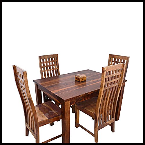 Jeenwood Sheesham Teak Wood Wooden Dining Table 4 Seater Wood Dining Set | 4 Seater Dining Table Set | Living Room | Dining Room Furniture | Wooden Dining 4 Chairs |Brown Provincial Teak - Provincial Teak Finish