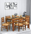 Jeenwood Solid Wood 6 Seater Dining Set in Provincial Teak Finish - Brown