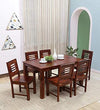 Jeenwood Wooden Dining Table 6 Seater | Six Seater Dinning Table with Chairs | Dining Room Sets | Sheesham Wood, Provincial Teak - Brown