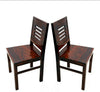 Jeenwood Wooden Dining Chairs Only Wooden Dining Room Furniture Sheesham Wood, Set of 2, Mahogany Finish - Brown