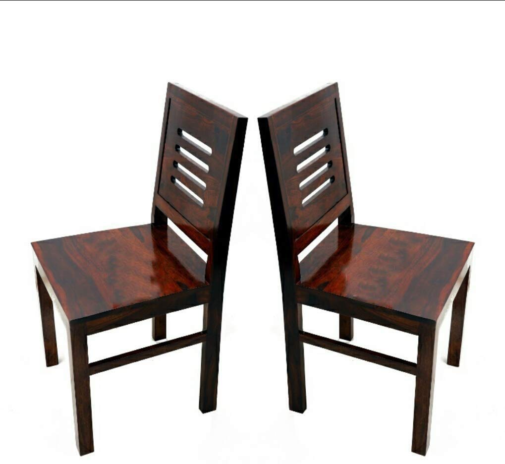 Jeenwood Wooden Dining Chairs Only Wooden Dining Room Furniture Sheesham Wood, Set of 2, Mahogany Finish - Brown