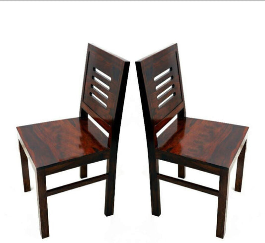 Jeenwood Wooden Dining Chairs Only Wooden Dining Room Furniture Sheesham Wood, Set of 2, Mahogany Finish - Brown