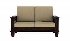 Jeenwood Solid Wooden Sheesham Teak Wood Sofa Set 2 Seater Home Living Room | 2 Seater Sofa Set Wooden | Office Furniture Sofa Set | Without Pillow | Two Seater Sofa Set - Walnut Finish 1