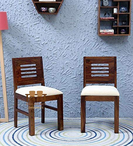 Jeenwood Solid Sheesham Wood Dining Chair Set of 2, Solid Wood Dining Chairs, Wooden Dining Chairs for Home and Living Room, Study Chairs, Wooden Set of 2 Chairs - Teak Finish - Teak Finish