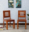 Jeenwood Wooden Dining Chair Only | Dinning Chairs for Kitchen & Dining Room| Dining Chair Without Cushion | Sheesham Wood, Honey Brown Finish, Set of 2 - Brown
