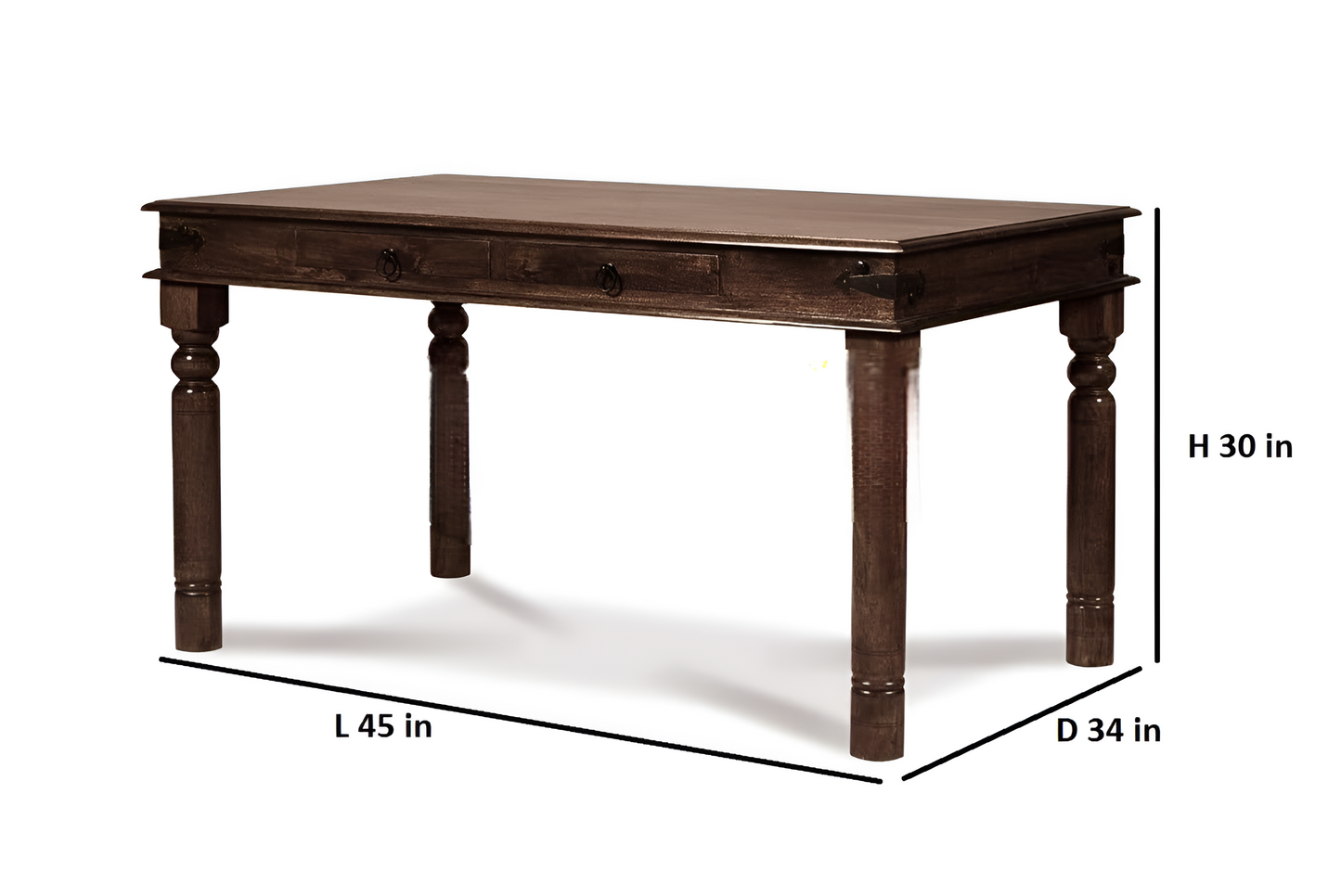 Solid Wood 4 Seater Dining Table Set with Wooden Chairs and Storage Drawer