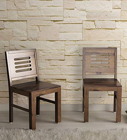 Jeenwood Solid Sheesham Wood Wooden Dining Chair Set of 2, Study Chair for Wooden Dining Chair Set of 2 Office Chair, Dining Room Set Living Room, Teak Finish - Teak Finish