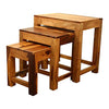 Jeenwood Solid Sheesham Wood Nesting Table Set of 3 Stools, Bedside Table, Side Table, Living Room, Sofa Side Table - Natural Brown - Natural