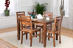 Jeenwood Wooden Solid Sheesham Wood Dining Table 4 Seater, Wooden Dining Table Set with 4 Chairs, Home Dining Room Furniture Teak Wood Dining Table 4 Seater, Brown Teak Finish - Honey Teak Finish