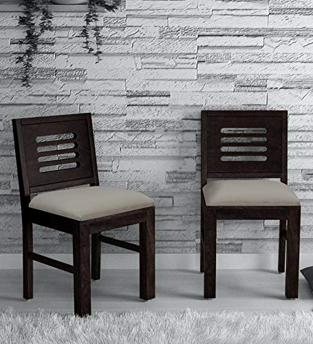 Jeenwood Wooden Dining Chairs Only | Dining Room Furniture with Cushions | Sheesham Wood, Set of 2, Warm Chestnut - Brown