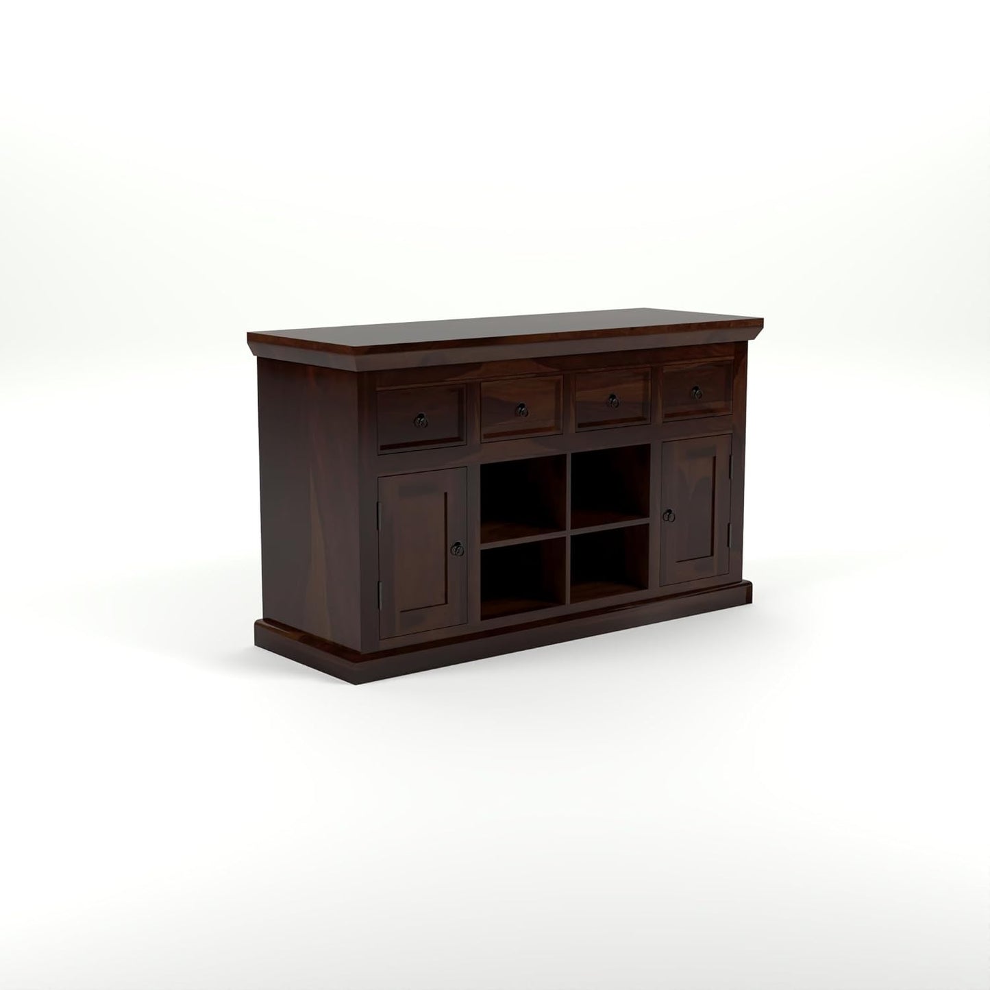 Solid Sheesham Wood Sideboard Cabinet with Drawers, Shelves & Doors