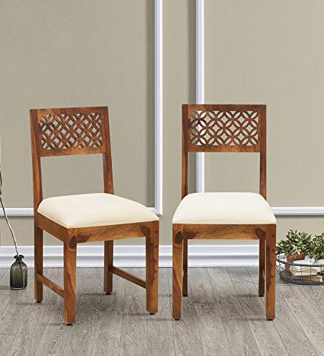 Jeenwood Dining Chairs Set of 2 | Study Chair & Office Chair | Dining Room Set | Students Seating Wooden Dining Chair Only | Sheesham Wood Home Furniture | Chairs Set of 2 - Brown