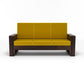 Solid Wood 3 Seater Sofa | Natural & Walnut Finish Wooden Sofa with Cushioned Seating