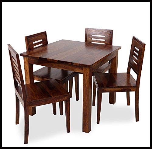 Jeenwood Wooden Solid Sheesham Wood Dining Table 4 Seater | Dining Table Set | Home Dining Room Furniture Wood Dining Table 4 Seater Dining Table | Honey - Honey Finish