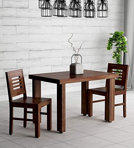Jeenwood Wooden Dining Table 2 Seater | Two Seater Dinning Table with 2 Chairs for Home | Dining Room Sets for Restraunts | Sheesham Wood, Walnut BrownWalnut Brown - Brown
