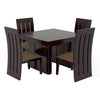 Jeenwood Sheesham Wood Dining Table 4 Seater | Dinning Table with 4 Chairs Including Brown Cushions | Dining Room Furniture - Brown