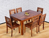 Jeenwood Teak Wood 6 Seater Dining Table | Sheesham Wood 6 Seater Dining Table with 6 Chairs Set for Living Room | Home | Hall | Hotel | Solid Wood Dining Table - Teak Finish 1
