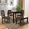 Jeenwood Wooden Solid Sheesham Wood Dining Table 4 Seater | Dining Table Set with 3 Chairs & 1 Bench | Dining Room Furniture | Wood Dining Table 4 Seater | Large, Walnut Finish - Walnut Finish 1
