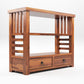 Solid Teak Wood Open Bookshelf with Storage Drawers – 2-Shelf Display & Storage Unit