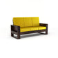 Solid Wood 6 Seater Sofa Set (3+2+1) | Natural & Walnut Finish Wooden Sofa with Cushions