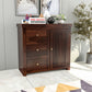 Solid Teak Wood Storage Cabinet with Drawers & Door