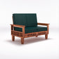 Solid Wood 4 Seater Sofa Set (Set of 2) | Natural & Walnut Finish Wooden Sofa with Cushions