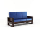 Solid Wood 5 Seater Sofa Set (3+1+1) | Natural & Walnut Finish Wooden Sofa with Cushions