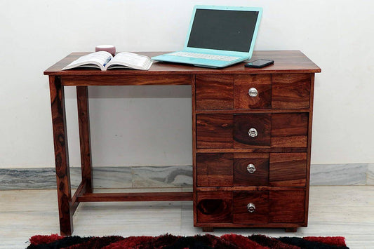 Solid Teak Wood Study / Writing Desk with 4 Drawers