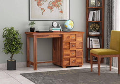 Solid Teak Wood Study / Writing Desk with 4 Drawers
