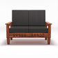 Premium Solid Wood 2 Seater Sofa with Cushions | Natural & Walnut Finish