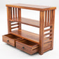 Solid Teak Wood Open Bookshelf with Storage Drawers – 2-Shelf Display & Storage Unit