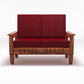 Solid Wood 4 Seater Sofa Set (Set of 2) | Natural & Walnut Finish Wooden Sofa with Cushions