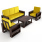Solid Wood 5 Seater Sofa Set (3+1+1) | Natural & Walnut Finish Wooden Sofa with Cushions