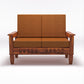 Premium Solid Wood 2 Seater Sofa with Cushions | Natural & Walnut Finish