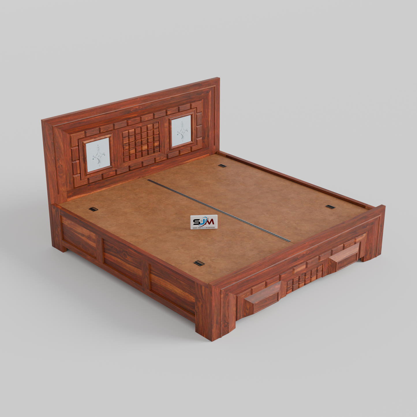 Luxury King Size Wooden Storage Bed for bedroom