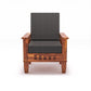Solid Wood 5 Seater Sofa Set (3 Seater + 2 Single Seaters) | Natural & Walnut Finish with Cushioned Comfort
