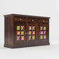 Solid Teak Wood Storage Cabinet with Handcrafted Tile Doors