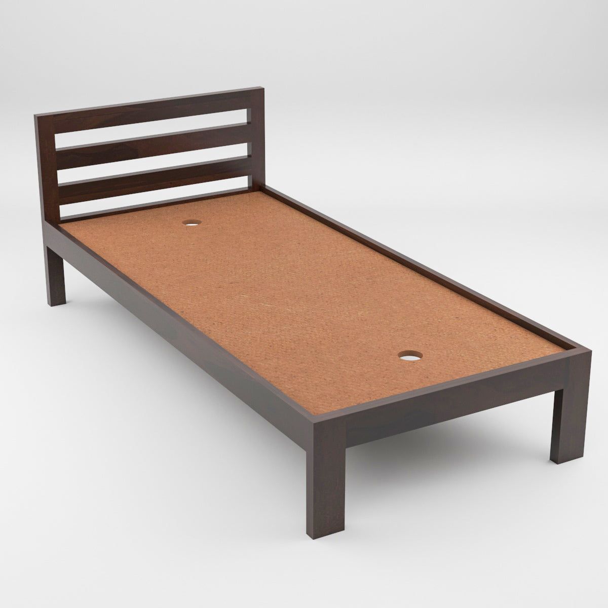 Solid Wood Single Bed with Minimal Slat Headboard