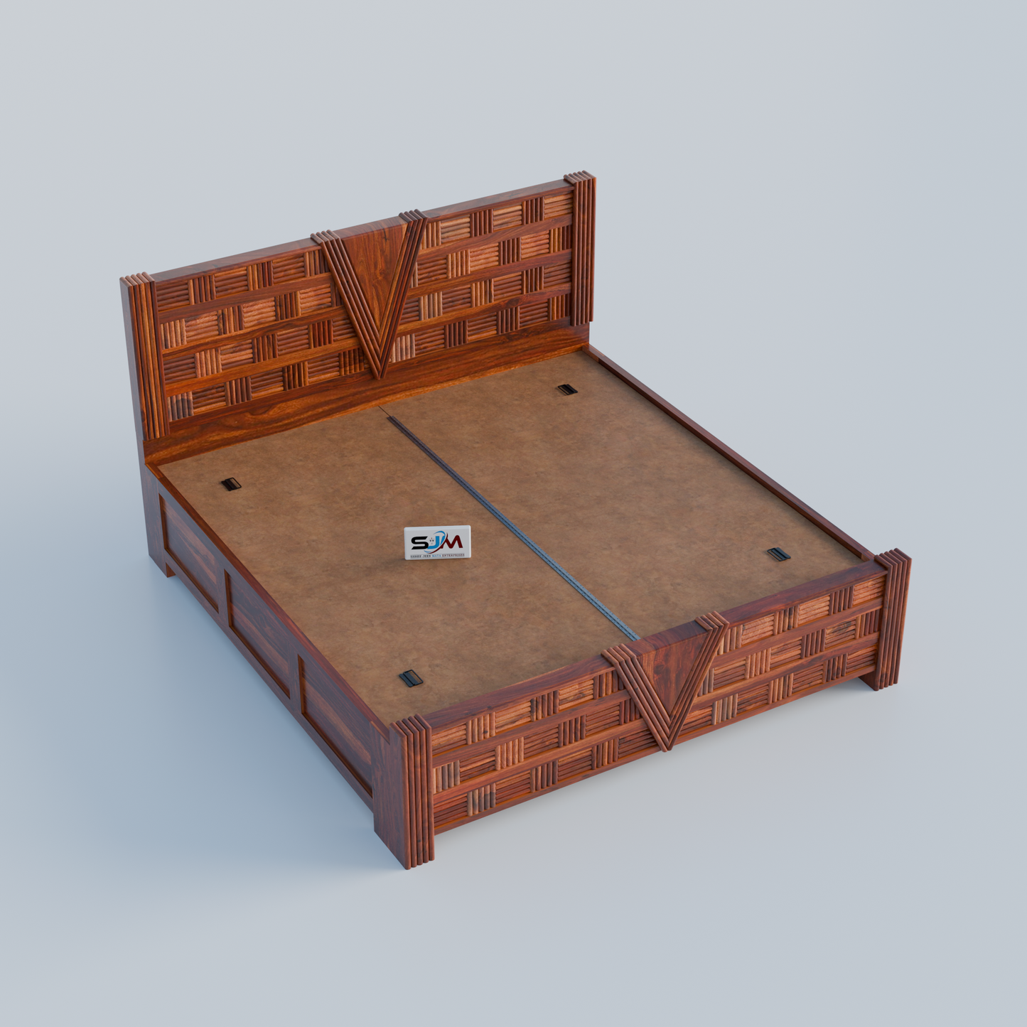 Premium Wooden Storage Bed with Designer Headboard